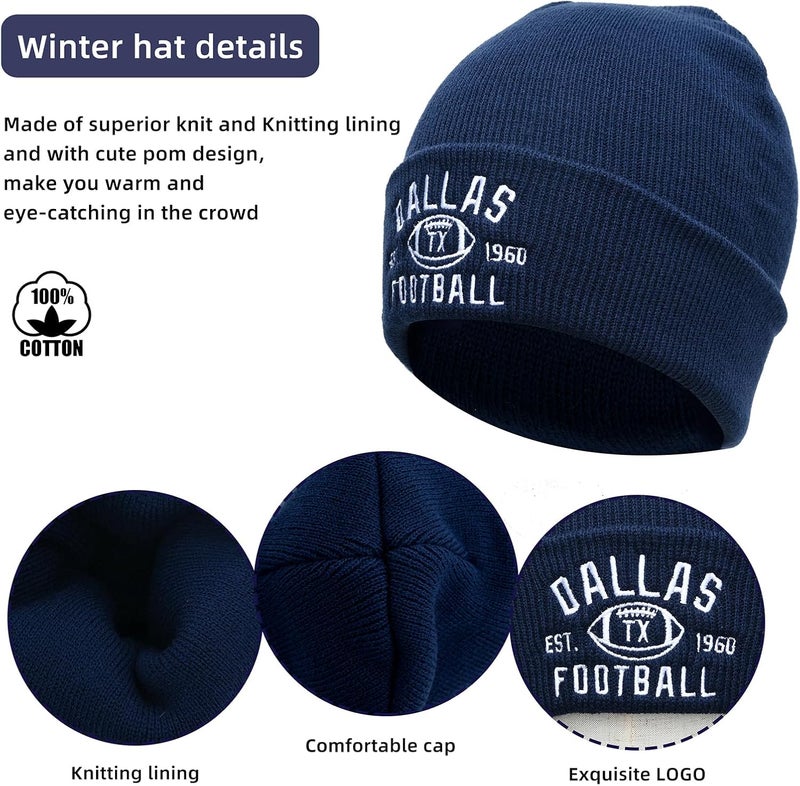 mtstaowe Vintage Classic Skull Cap Embroidery Beanie Fasion Hat Cuffed Winter Hat Knit Comes with Warm Gloves Gifts for Men Women Fans - Image 2